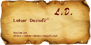 Lehar Dezső névjegykártya